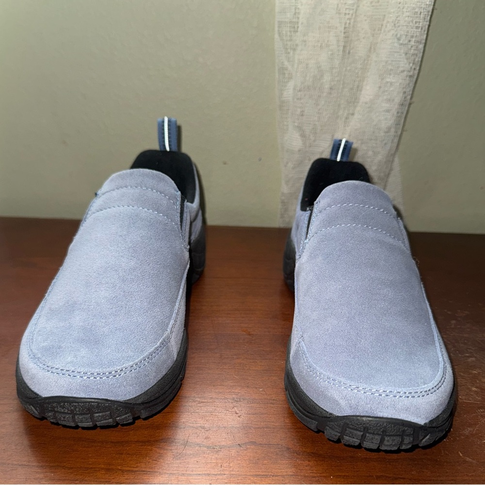L.L. Bean Suede Light Blue Comfort Slip On Moccasins Women’s Shoes Size 8W - Picture 2 of 15